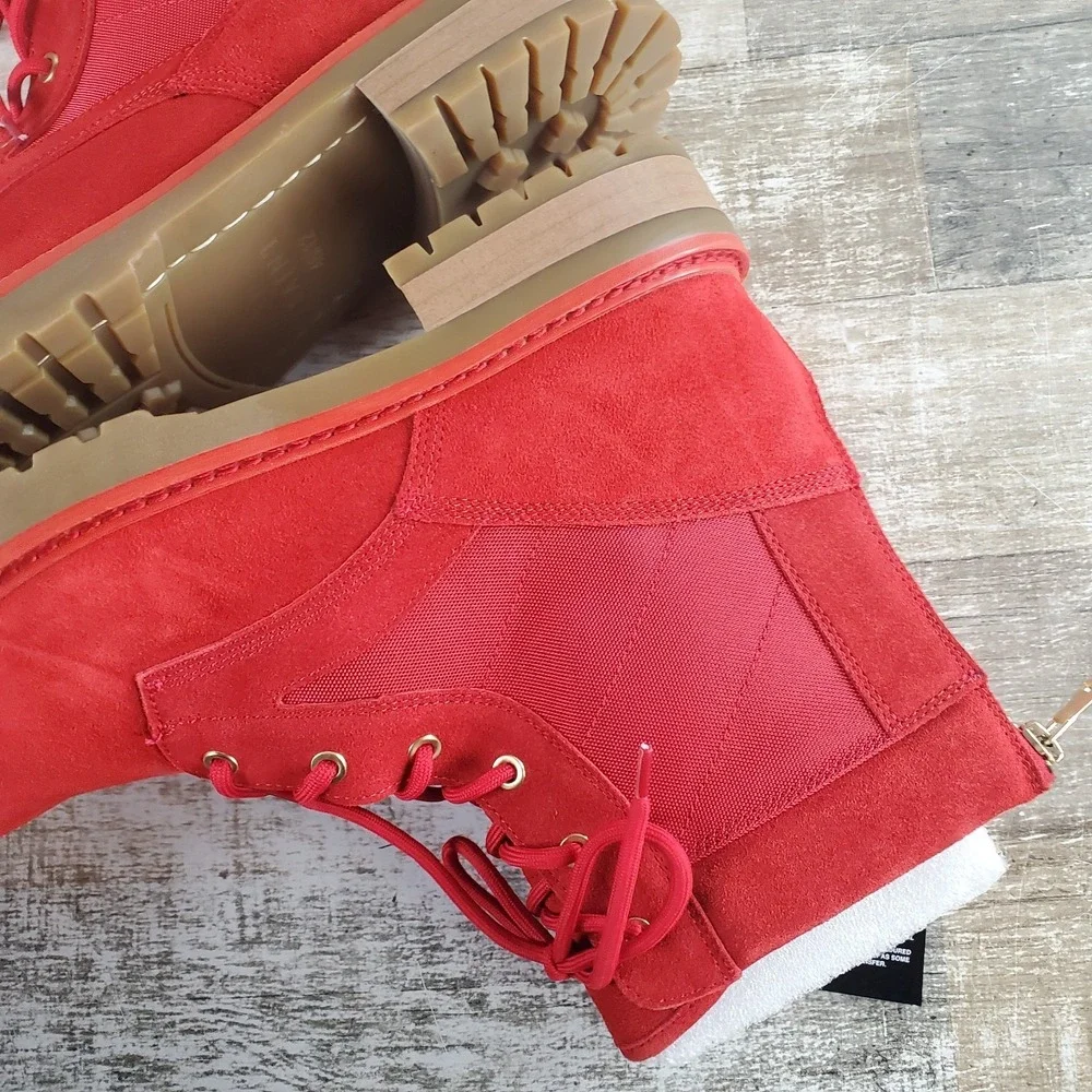 Saint Morta Legion Mens Boots Sz 10 Red Gum Suede Comfort Lace Up Back Zip